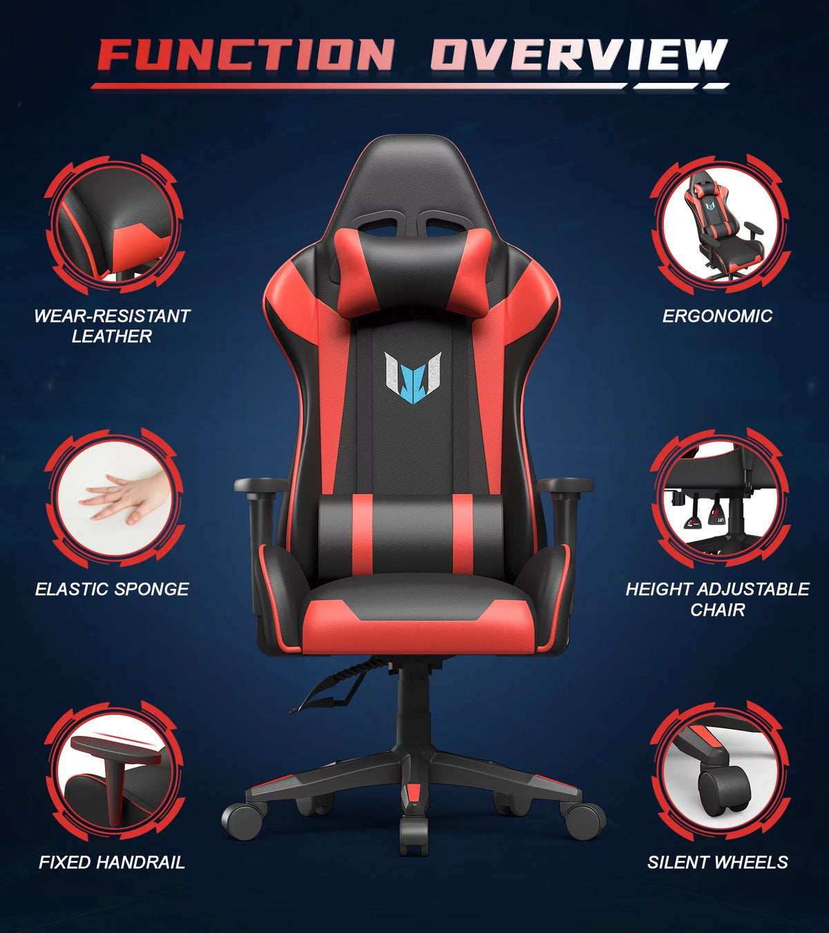 Red Ergonomic High Back PU Leather Gaming Chair G7712