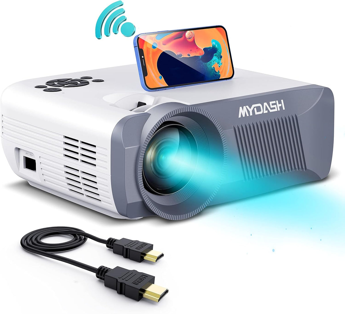 Portable WiFi Mini Movie Projector, 1080P Full HD, 2 HDMI, VGA, TF, SD, AV, Pack of 2 T36121