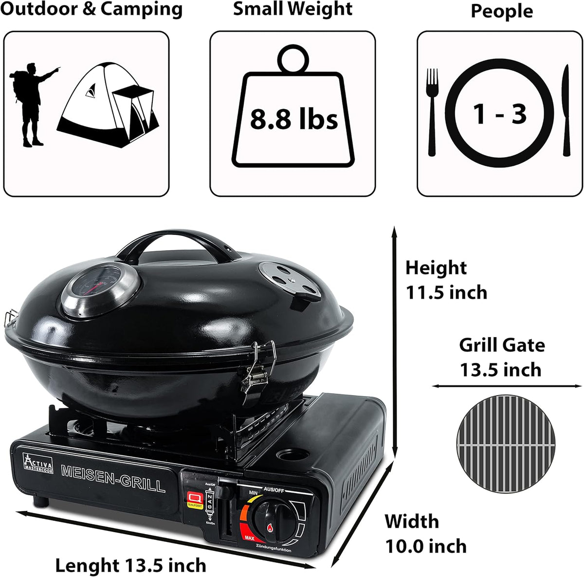 Portable Camping Gas Grill with Carrying Case W88532