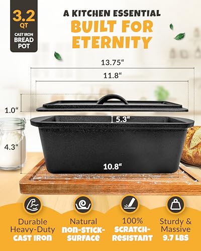3.2QT Rectangular Cast Iron Dutch Oven with Lid M3617