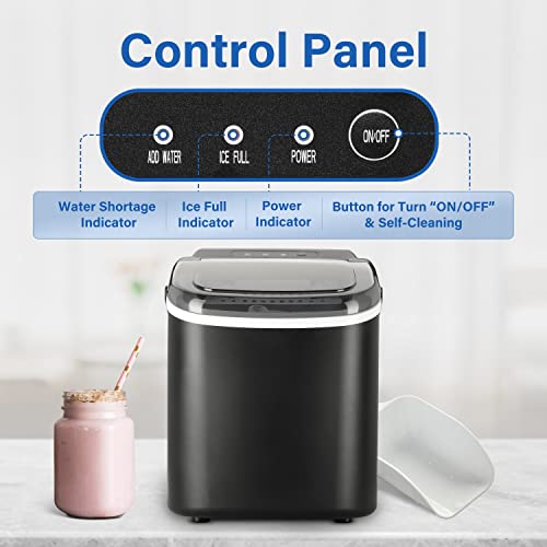 Portable Countertop Ice Maker with Ice Spoon and Basket, Black R92318