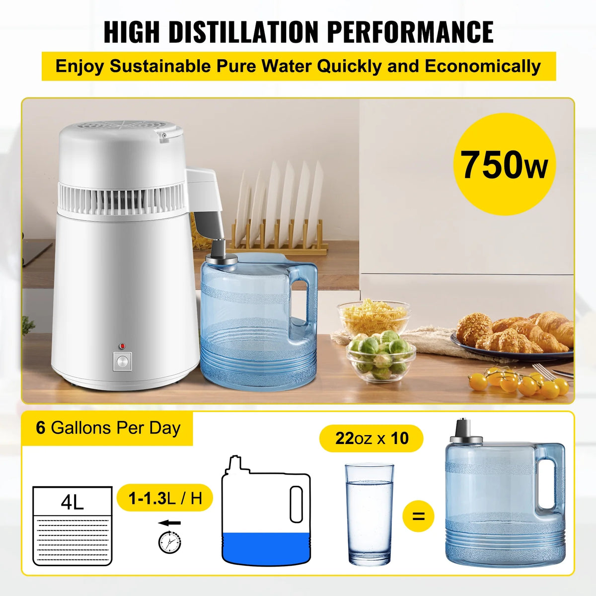 Stainless Steel Water Distiller 1.1 Gallon/4 L Countertop N6365