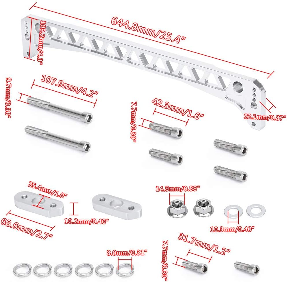 Rear Billet Aluminum Subframe Brace with Integral Sway Bar Mount for 96-00 Honda Civic EK Chassis Acura Suspension Crossmember Pack of 2 X248