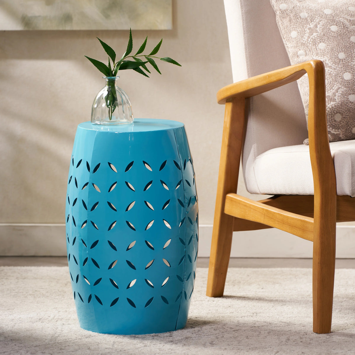 Dark Blue Iron Side Table K9057