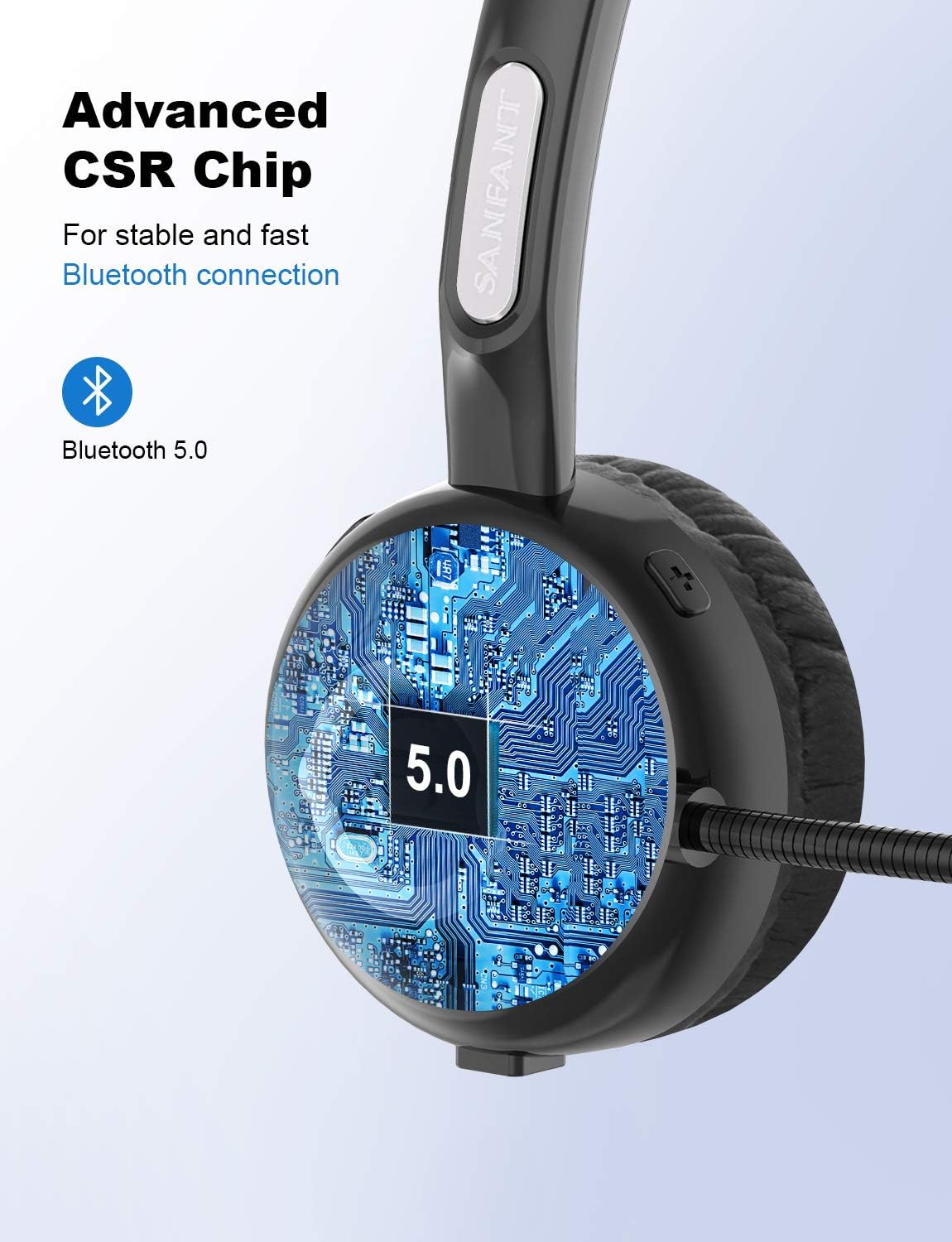 Bluetooth Headset with Microphone, Noise Canceling, 18hr Talktime U2344