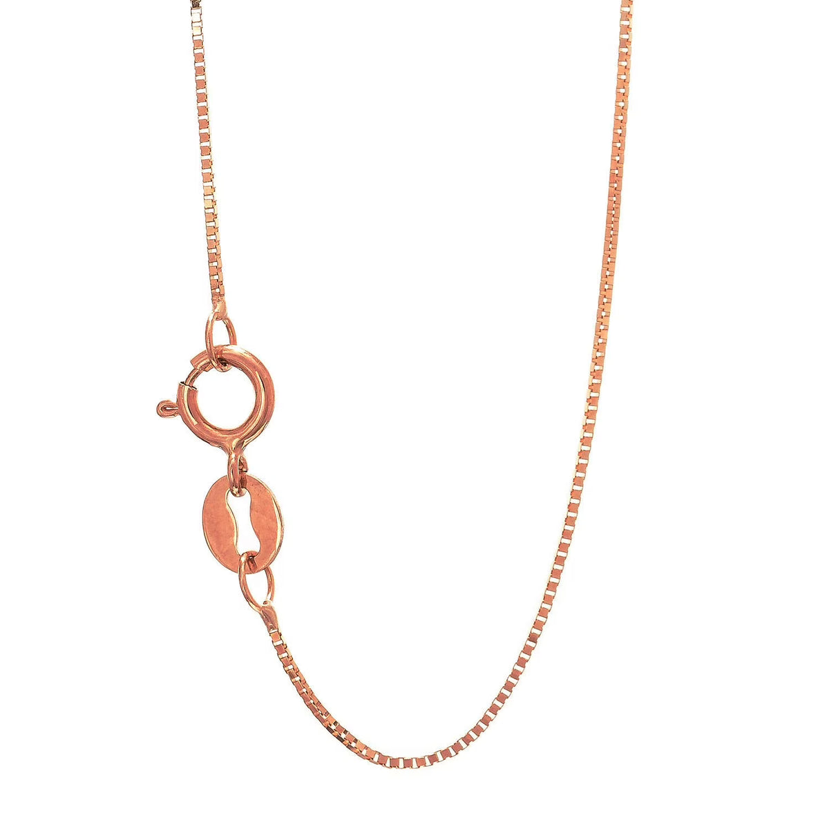 14k Solid Rose Gold Box Chain Necklace, Spring Ring Clasp - 16 Inches P4303