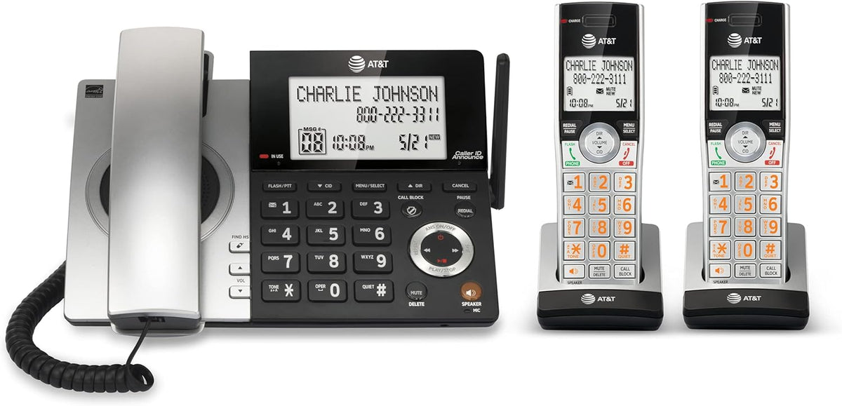 Silver Black 2-Handset Corded/Cordless Phone T91423