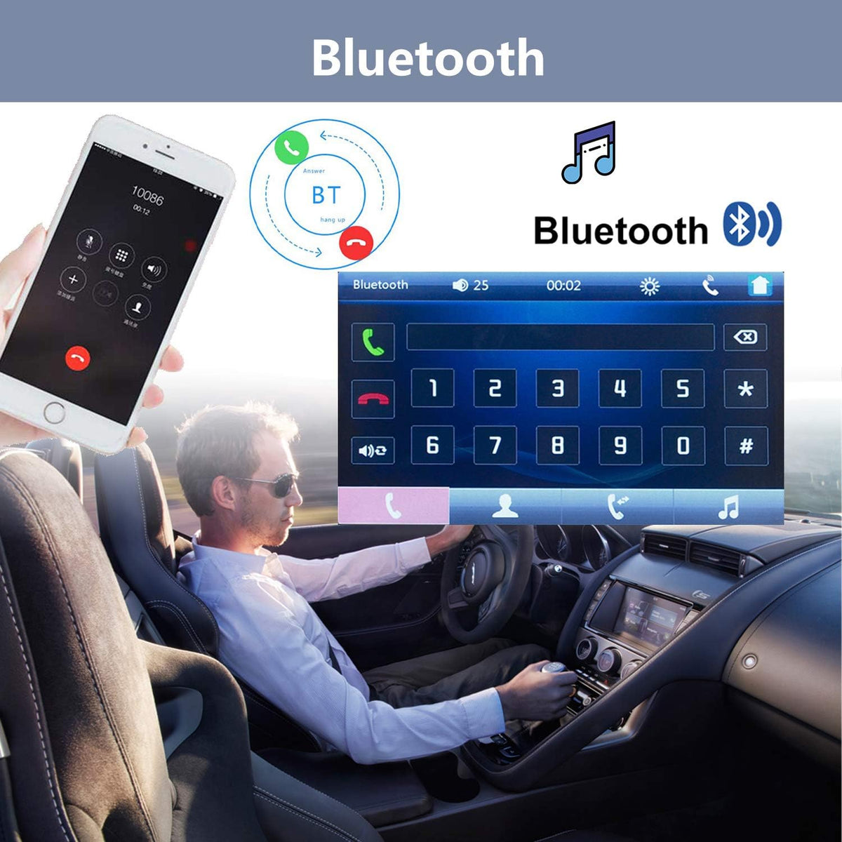 7” Touch Screen Double Din Car Stereo with Backup Camera C9876