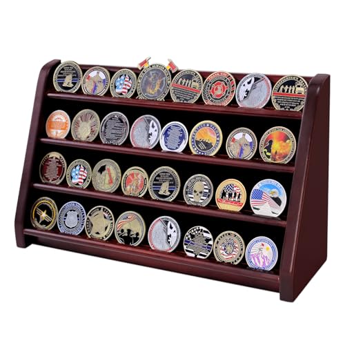 Black 5 Row Wooden Coin Display Case Holds 50 Coins E83866