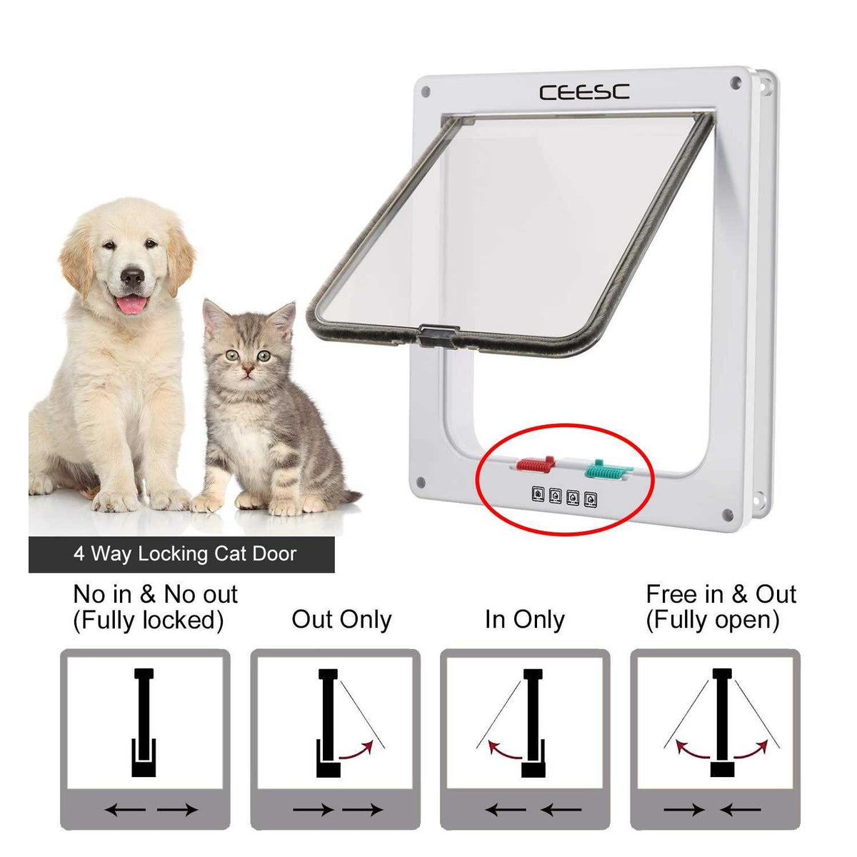Extra Large Cat Door 4 Way Locking A439