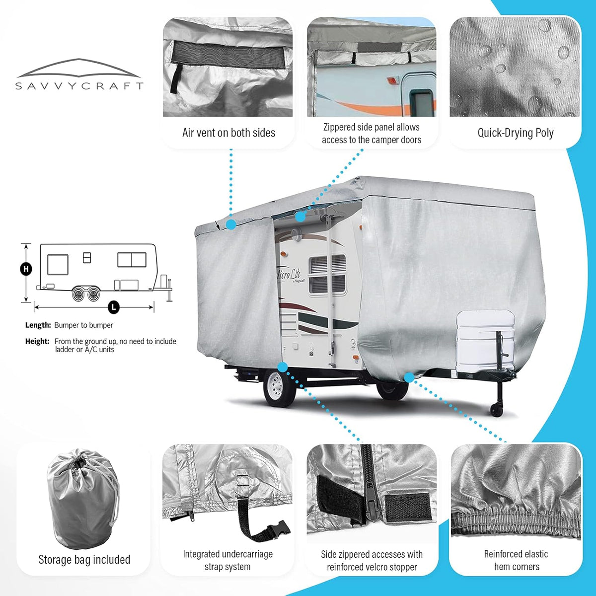 11'-14'L Travel Trailer RV Cover with Access Panels R87718