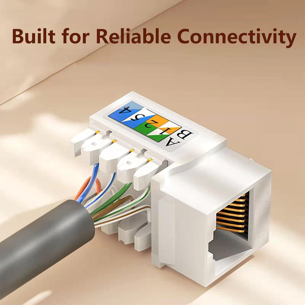 Cat6 RJ45 Keystone Jack Punch Down Connector 50-Pack White E1289