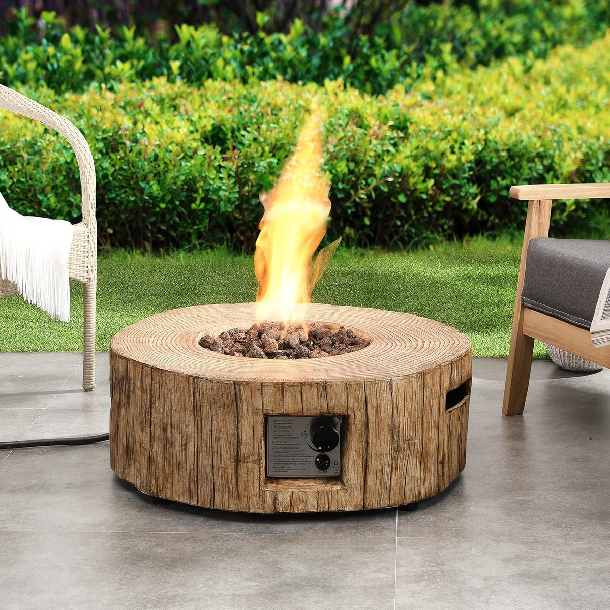 28 Round 30,000 BTU Auto-Ignition Propane Fire Pit Table with Cover and Lava Rock T4682