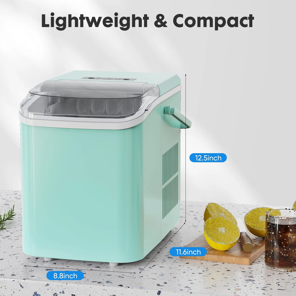 Black Portable Countertop Ice Maker with Handle and Ice Scoop L248