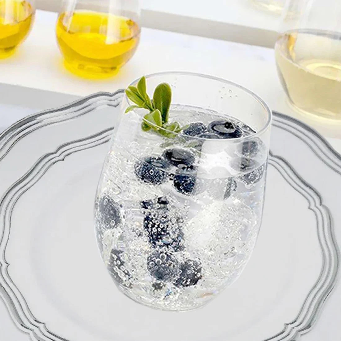 Clear Plastic Stemless Wine Goblet 16 Oz Pack of 6 B98868