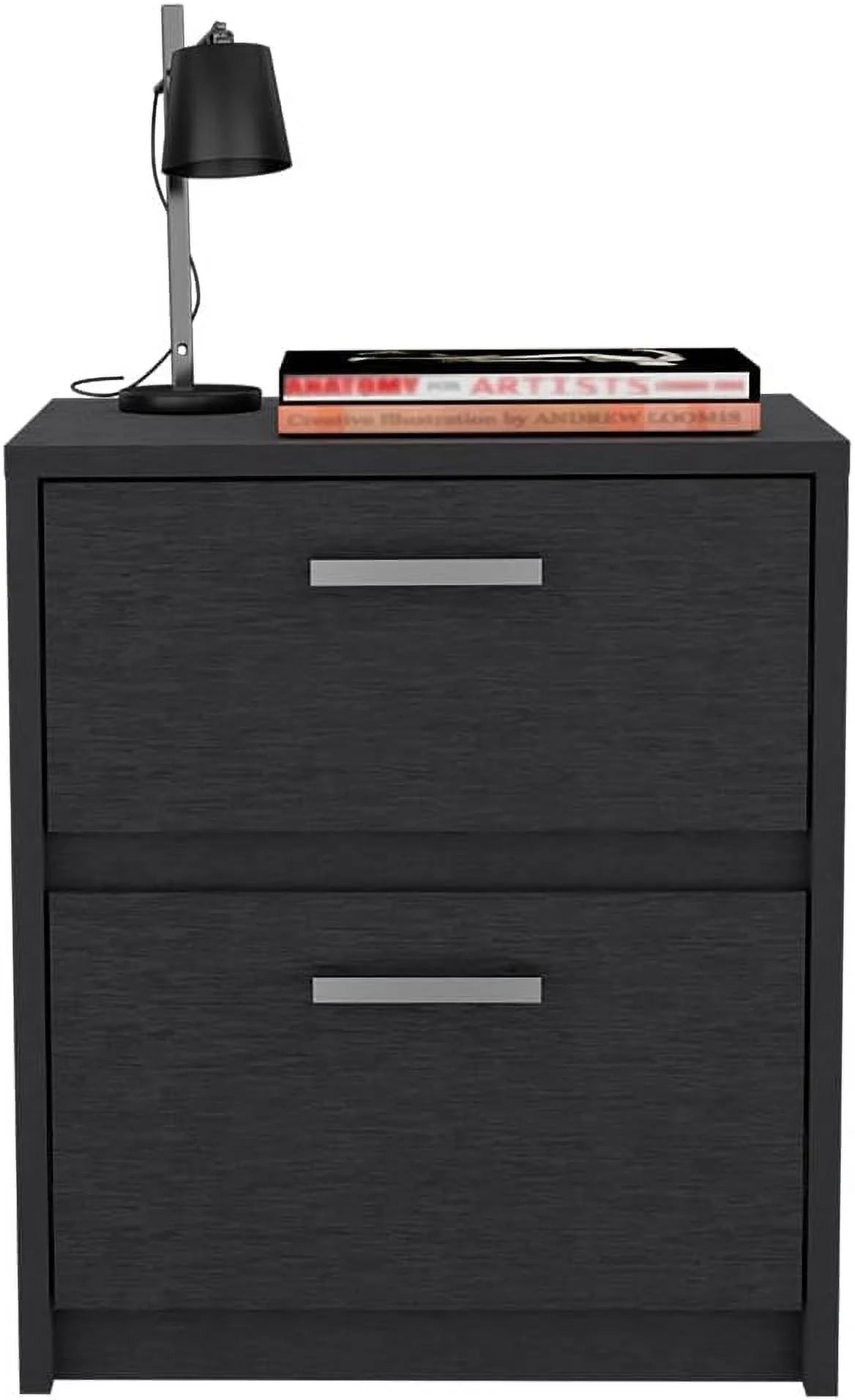 Black Two Drawers Nightstand S6492