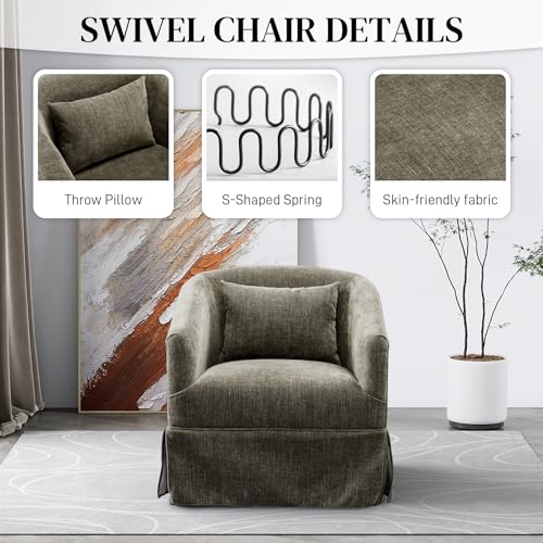 Beige Swivel Fabric Accent Chair Set of 2 Q6360
