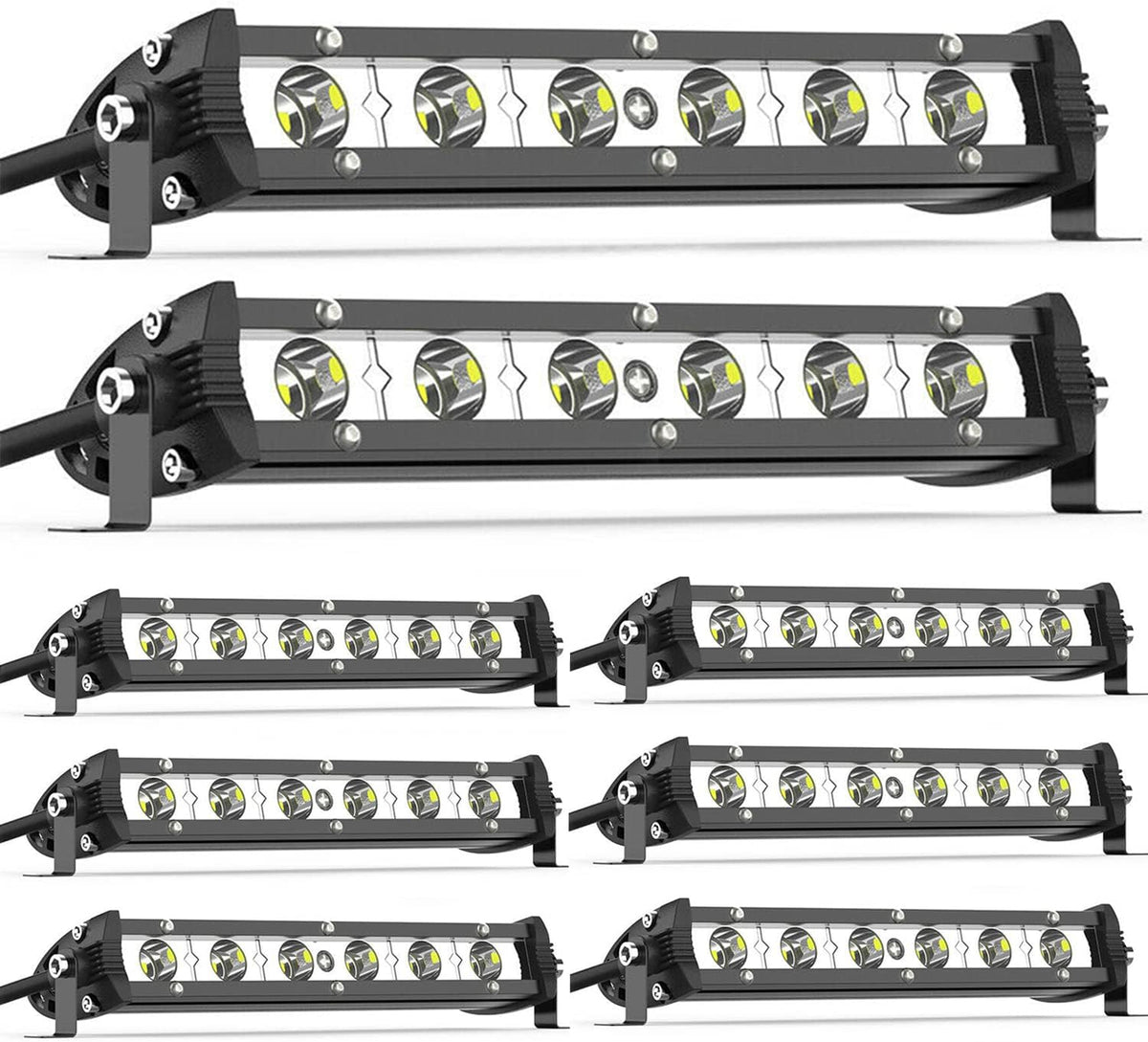18W Ultra-Slim LED Light Bar Pods Waterproof Fog Light Work Lights 8pcs X812