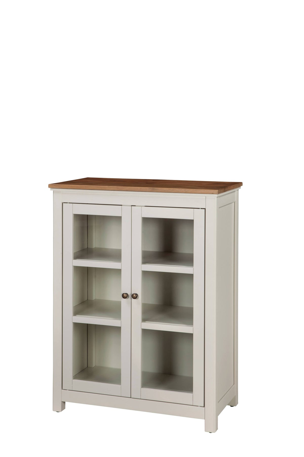 Ivory Pie Safe Cabinet with Natural Wood Top P628