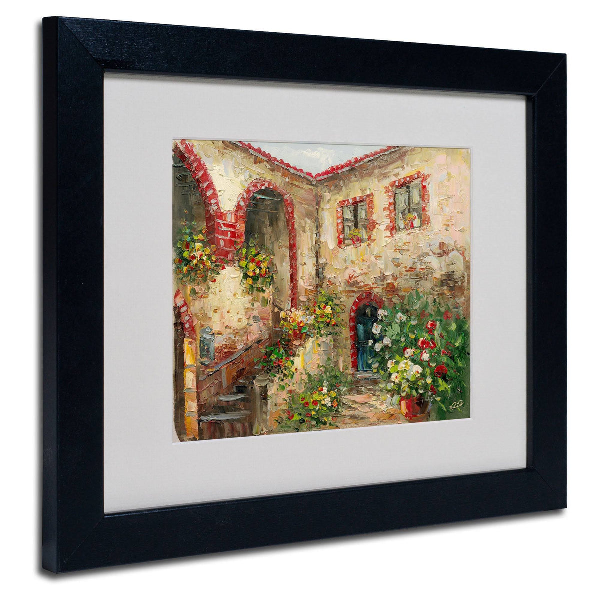 White Matte with Black Frame Courtyard Art H7573