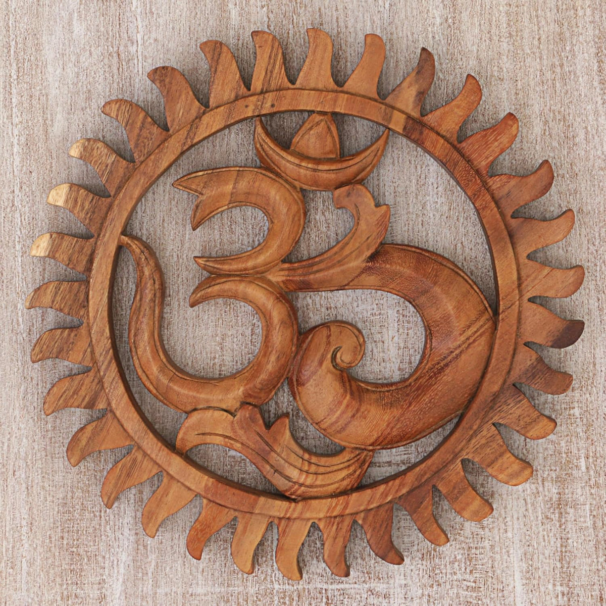 Brown Hand Crafted Suar Wood Relief Panel S857