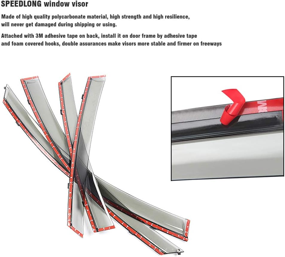 Car Window Visor Vent Shade Deflector Sun/Rain Guards W8994