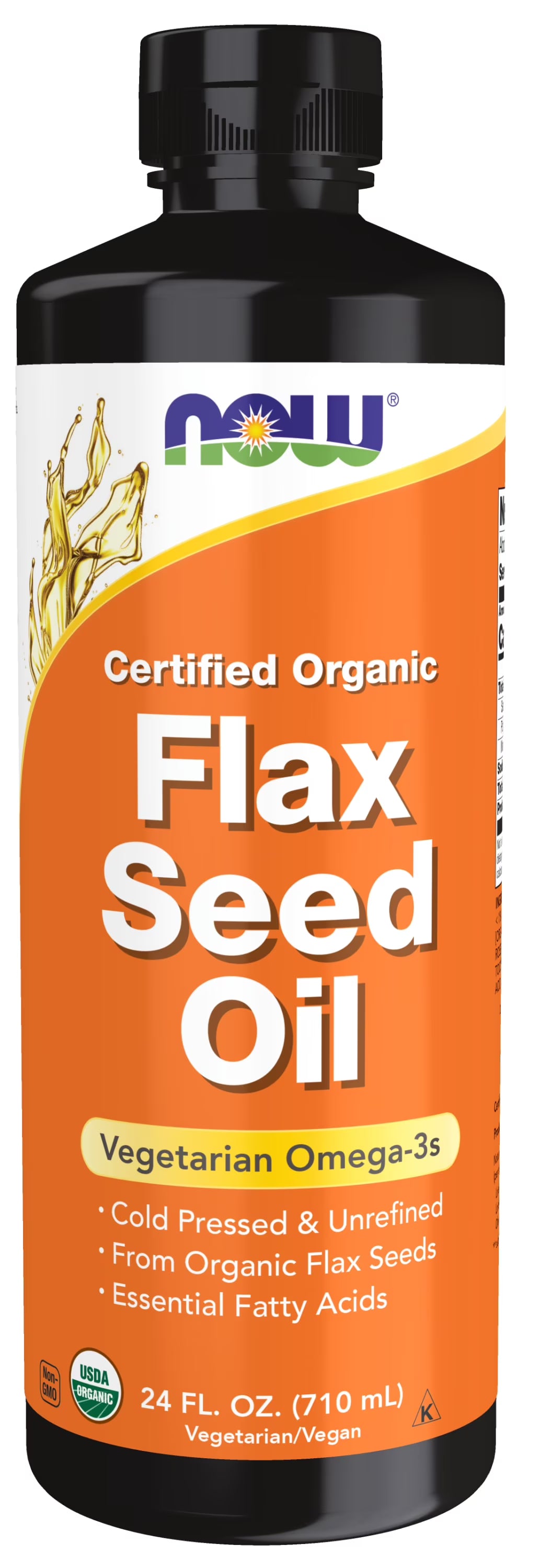 Organic Flax Seed Oil Liquid, Cold-Pressed, Unrefined, 24-Ounce S163