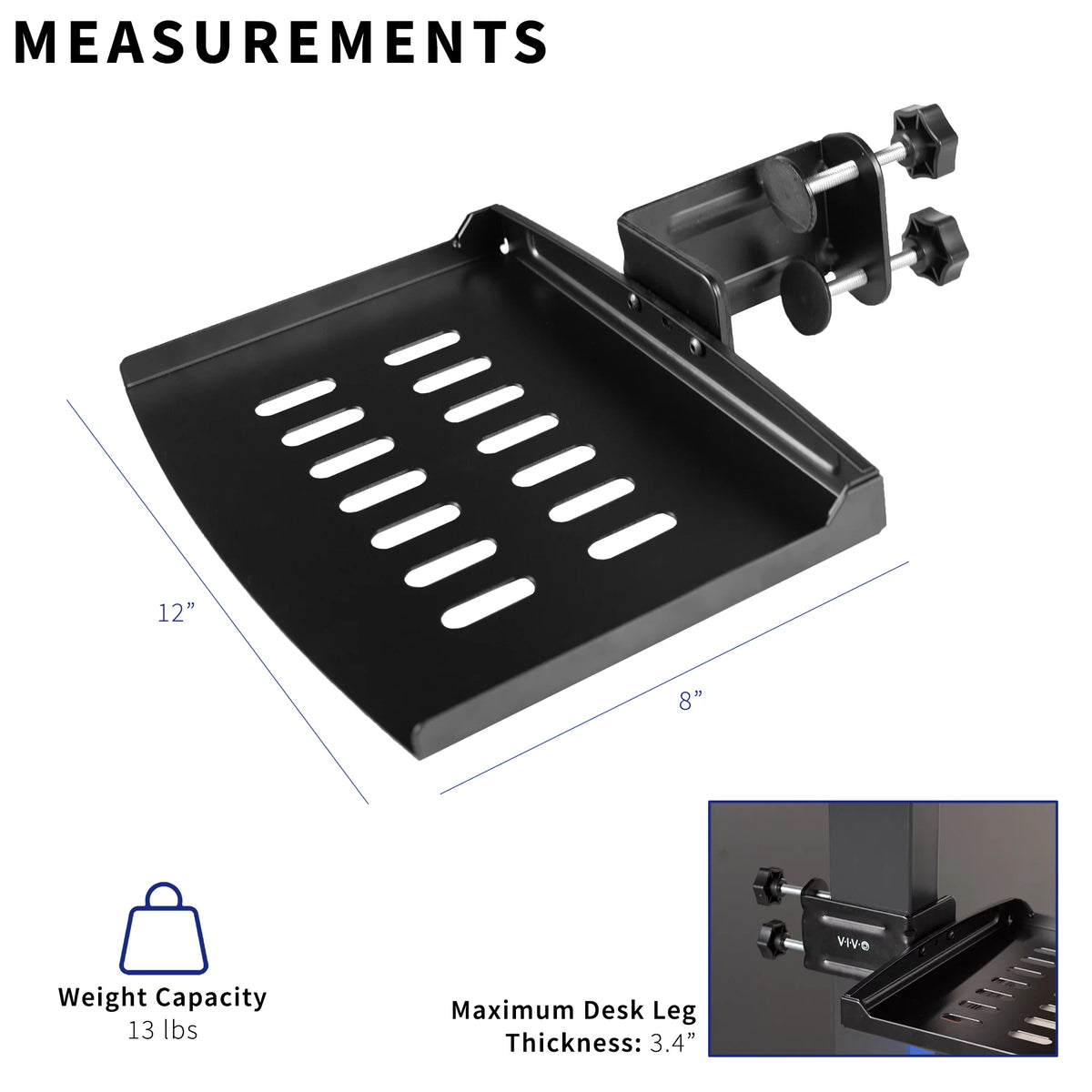 Clamp-on Under Desk Storage Tray I55311