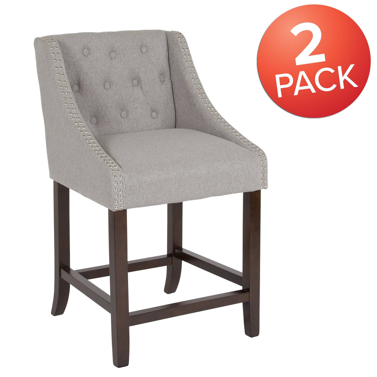 Set of 2 Black Leather Fabric Wood Stools W3699