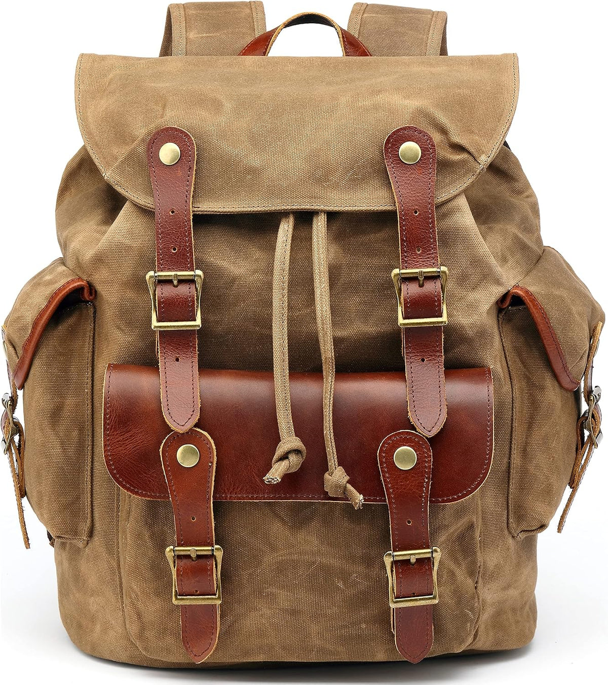 Waxed Canvas Leather Backpack J58938
