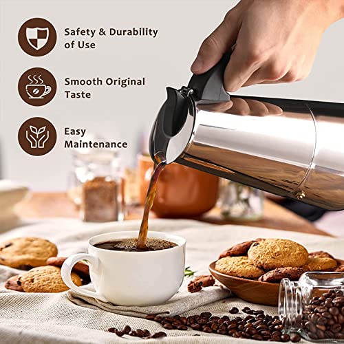 Stainless Steel 6 Cup Moka Pot Stovetop Espresso Maker S8223