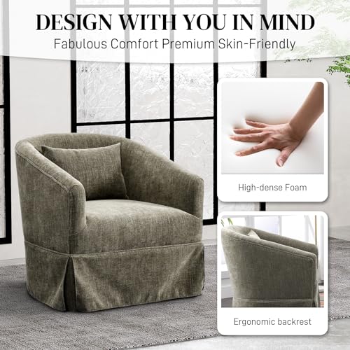 Beige Swivel Fabric Accent Chair Set of 2 Q6360