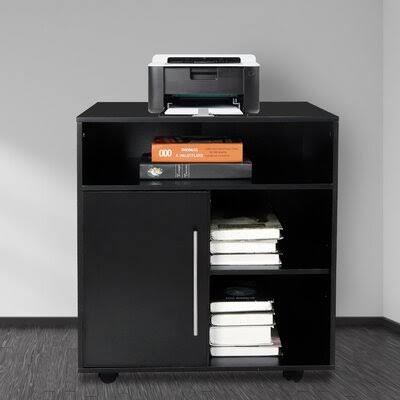 3-Drawer Wood Mobile File Cabinet with Storage Shelves C37037