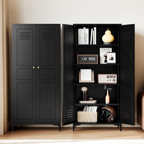 White Storage Cabinet with Doors and Adjustable Shelves Z246543