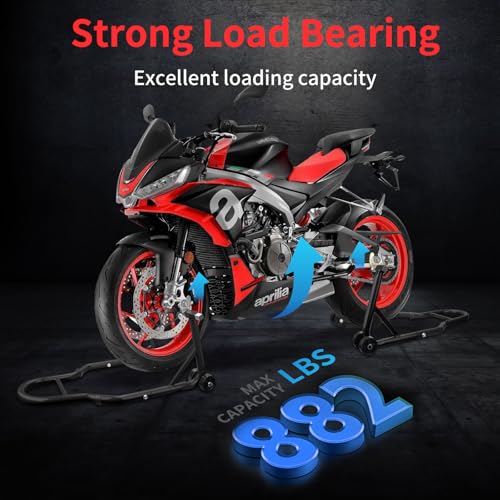 Motorcycle Stand & Lift Combo 882LBS Front/Rear Wheel Stand Black F6001