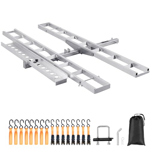 2-Bike 600 LBS Aluminum Motorcycle Hitch Mount Carrier with Ramp F6435