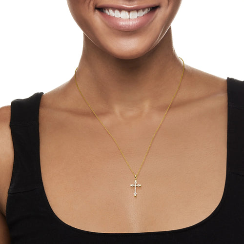 0.25 ct. t.w. Diamond Cross Pendant Necklace in 14kt Yellow Gold V654258
