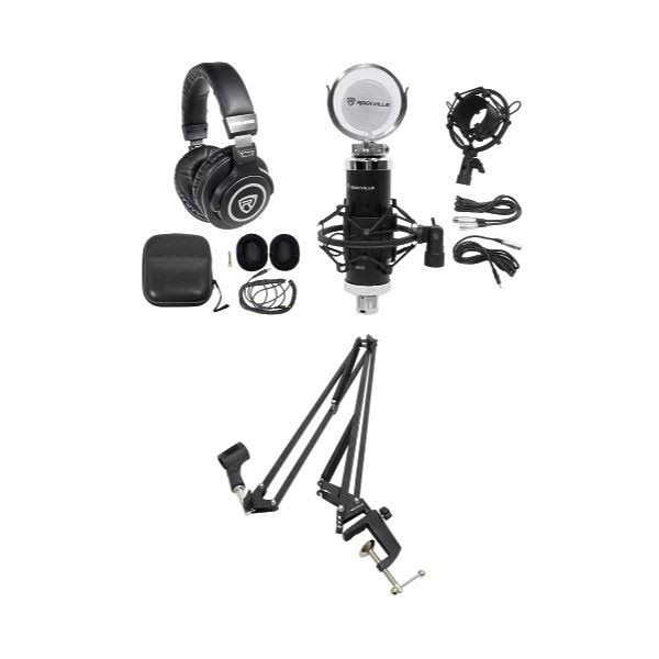 Podcast Interview Microphone with Stand Boom Arm and Headphones L886090
