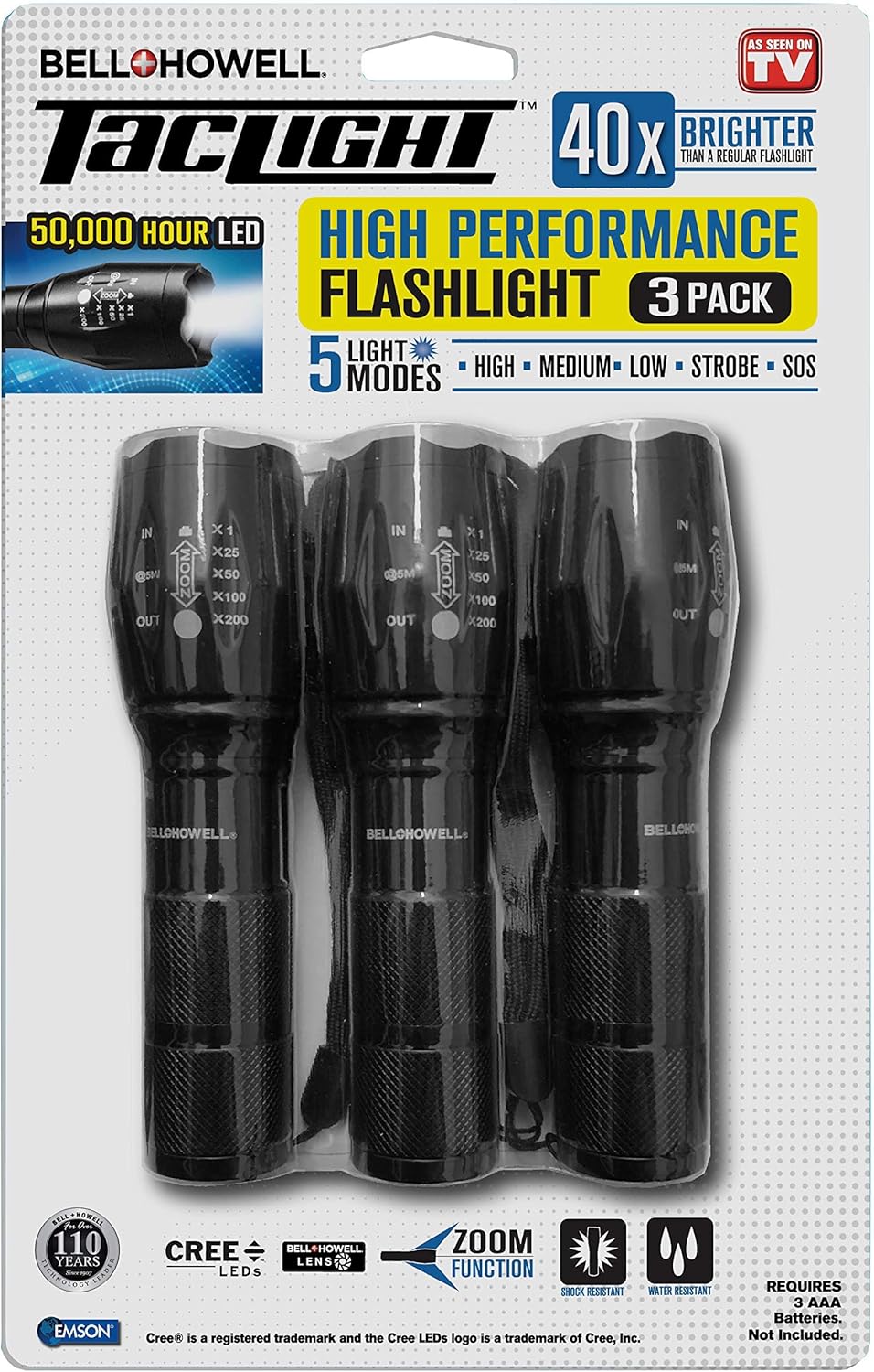 High Lumens LED Tactical Flashlight Set of 3 A3003
