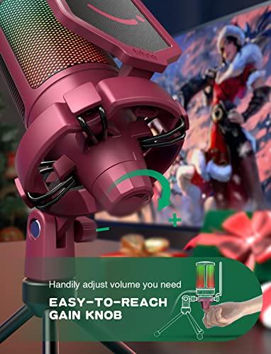 Gaming USB Microphone with Quick Mute, RGB Indicator, Tripod Stand, Pop Filter, Shock Mount, Gain Control I9164