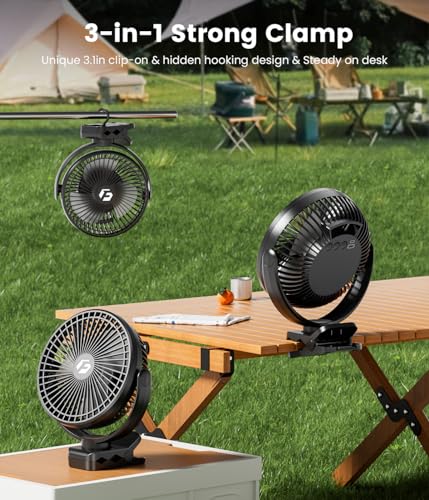 8-inch Clip on Fan 12000mAh Rechargeable 3 Speeds Y886