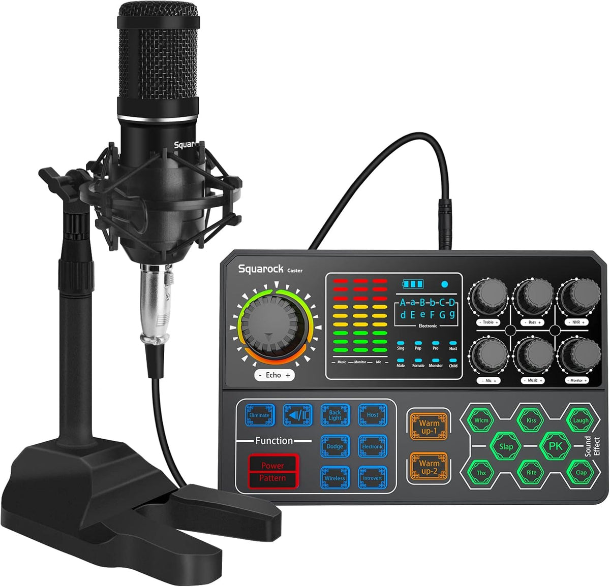 Podcast Equipment Bundle Audio Interface Sound Mixer with 3.5mm Condenser Microphone Stand Set M641