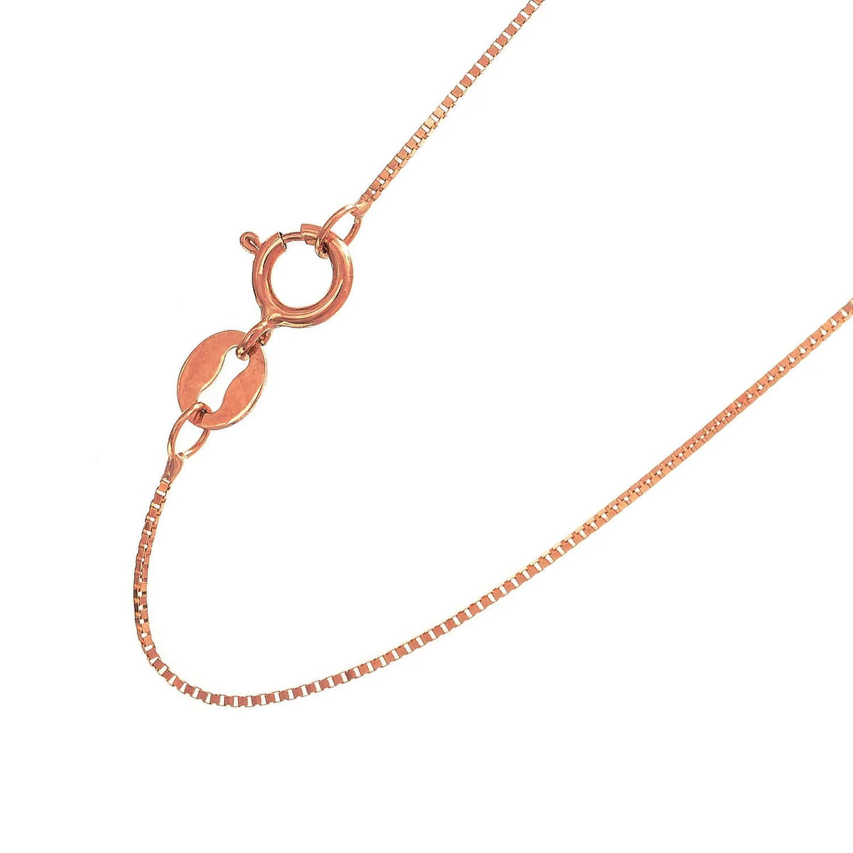 14k Solid Rose Gold Box Chain Necklace, Spring Ring Clasp - 16 Inches P4303