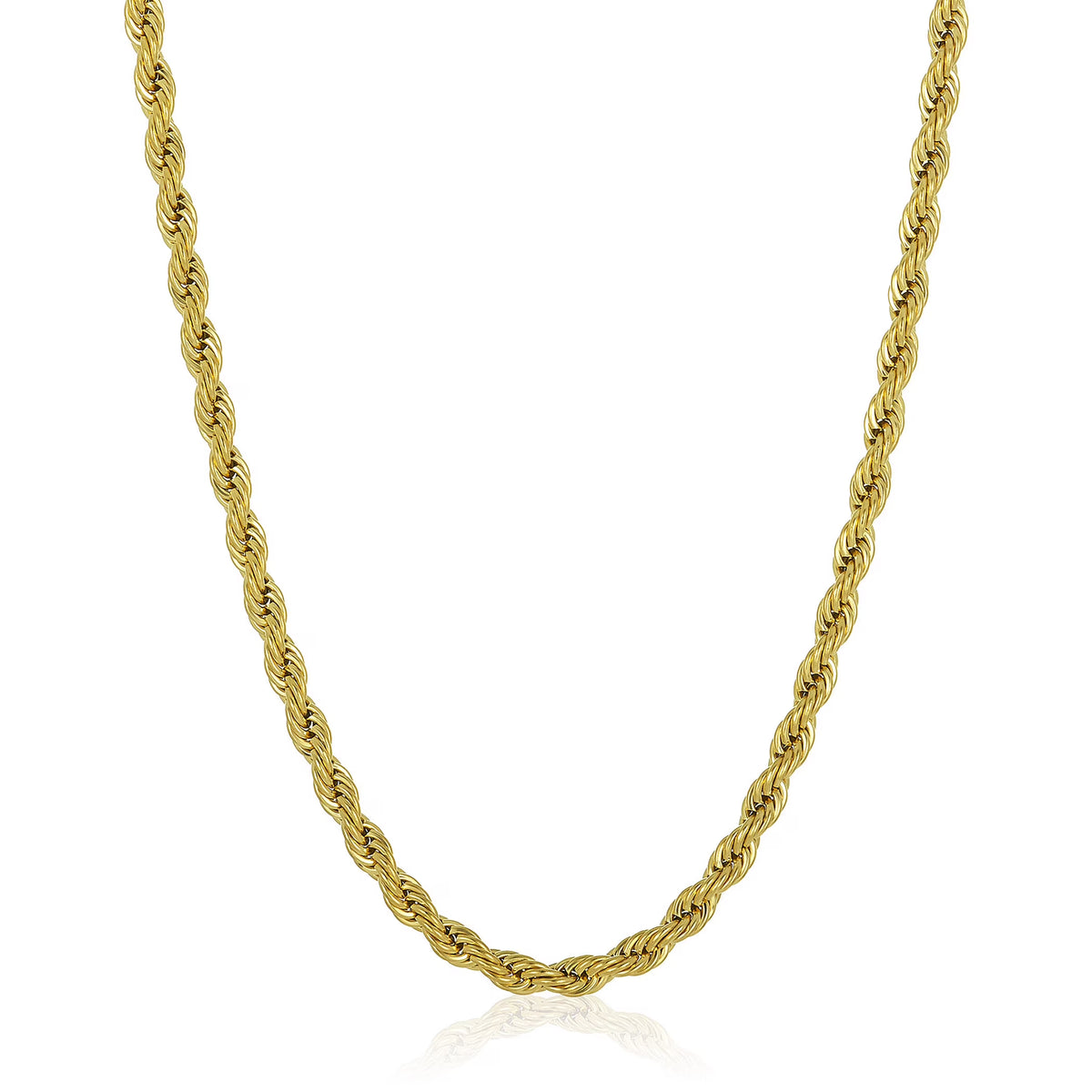Gold Plated Stainless Steel Rope Chain Necklace 6mm 26" U95653