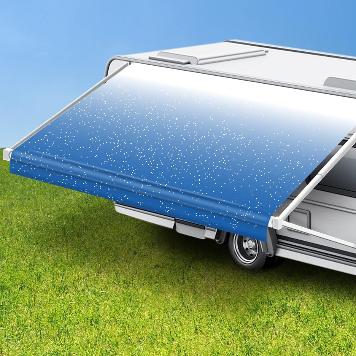 Waterproof RV Awning Fabric Replacement 15' Blue Fade T13975