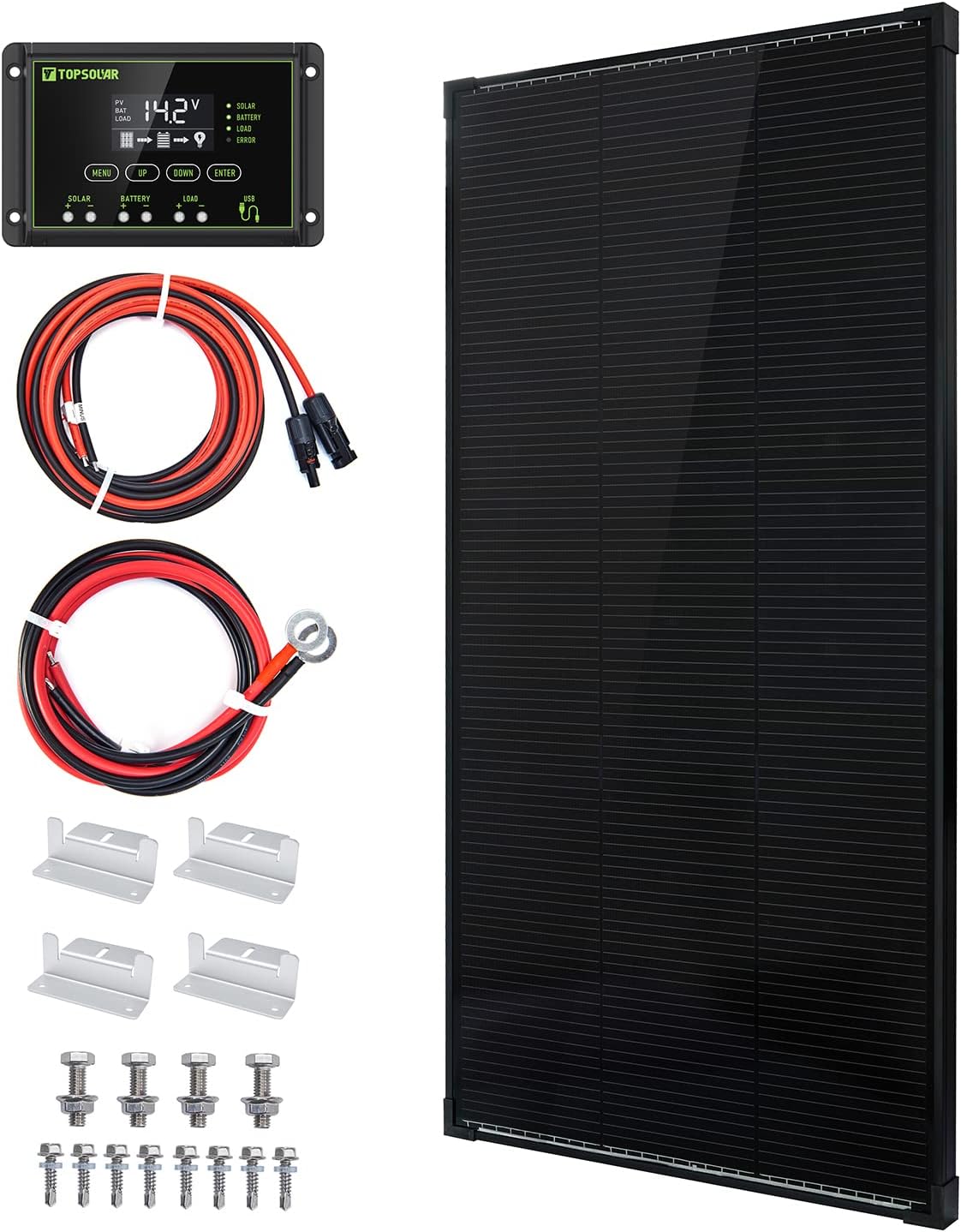 100 Watt 12 Volt Monocrystalline Solar Panel Kit T383