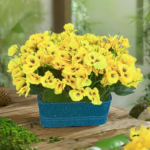 8 Bundles Artificial Silk Pansy Flowers UV Resistant V338839