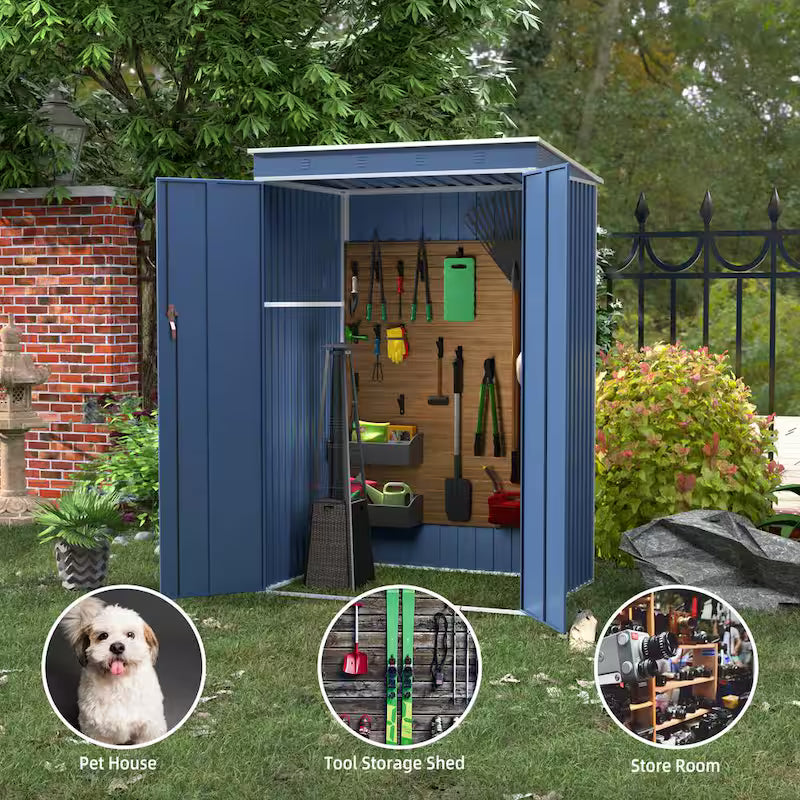 Blue Metal Outdoor Storage Shed U71192