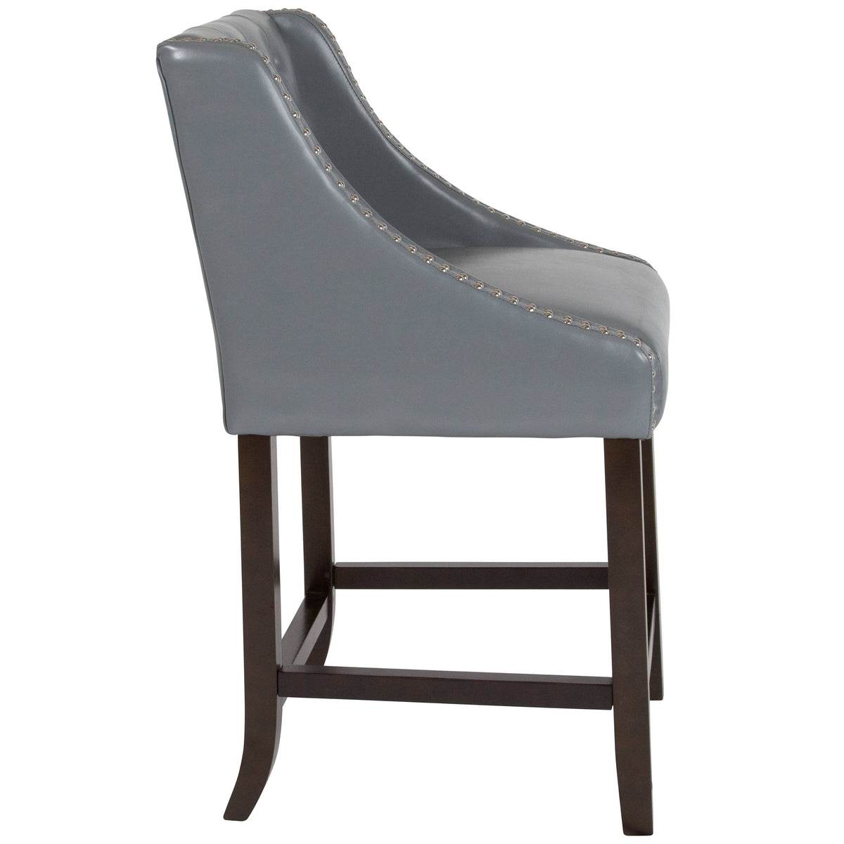 Set of 2 Black Leather Fabric Wood Stools W3699