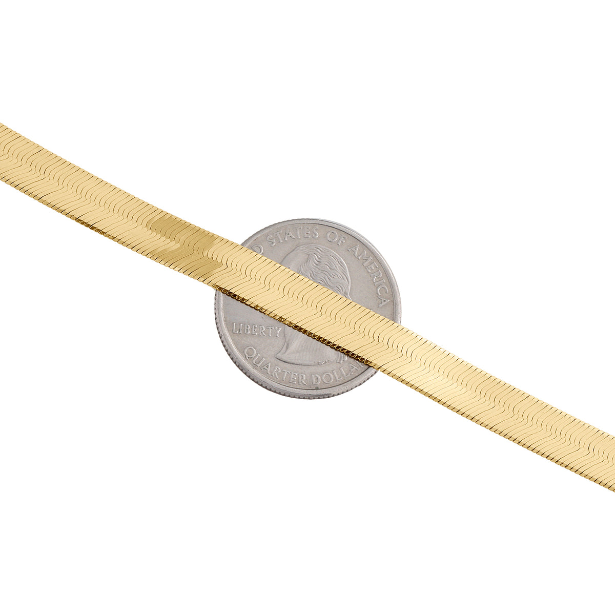 10K Yellow Gold Solid Herringbone Chain Necklace 20 Inch B42570